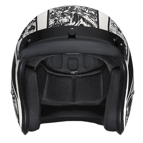 DOT Approved Daytona Cruiser Open Face Motorcycle Helmet - Men, Women & Youth - With Visor & Graphics - W/ Graffiti