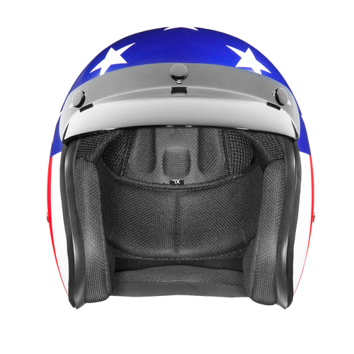 DOT Approved Daytona Cruiser Open Face Motorcycle Helmet - Men, Women & Youth - With Visor & Graphics - W/ Captain America