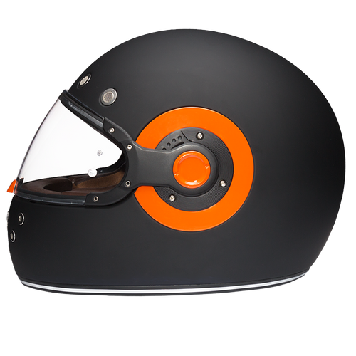 DOT Daytona Retro Full Face Motorcycle Helmet: Vintage Style for Men, Women, & Youth - Dull Black W/ Orange Accents