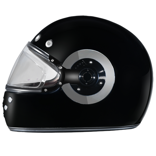 DOT Daytona Retro Full Face Motorcycle Helmet: Vintage Style for Men, Women, & Youth - Hi-Gloss Black w/ Chrome Accents
