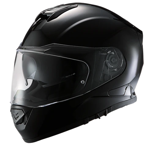 Daytona Detour Full Face Motorcycle Helmet - DOT Certified, Dual Visor, Street Bike Helmet, Men/Women/Youth - Hi-Gloss Black