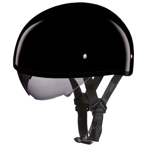 D.O.T. Daytona Skull Cap W/ Inner Shield- Hi-Gloss Black