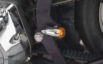 Custom Chrome Mini Stretch Bullet Light Slotted with Amber Lens Fit For Harley Models