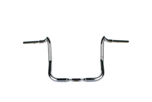 Santee 1-1/4" Fat 12" Rise Crooked Handlebar Gloss Black Chrome Fit For Harley Touring Glide