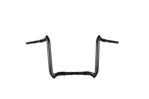Santee 1-1/4" 14" Rise Crooked Handlebar Gloss Black Chrome Fit For Harley Touring 3.5" Knurl