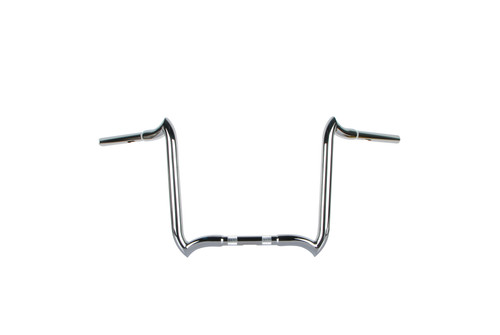 Santee 1-1/4" 14" Rise Crooked Handlebar Gloss Black Chrome Fit For Harley Touring 3.5" Knurl
