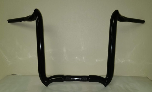 Santee 1-1/2" Fat 14" Rise Crooked Handlebar Gloss Black Chrome Fit For Harley 3.5" Knurl