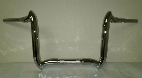 Santee 1-1/2" Fat 16" Rise Crooked Handlebar Gloss Black Chrome Fit For Harley Touring FL 3.5" Knurl