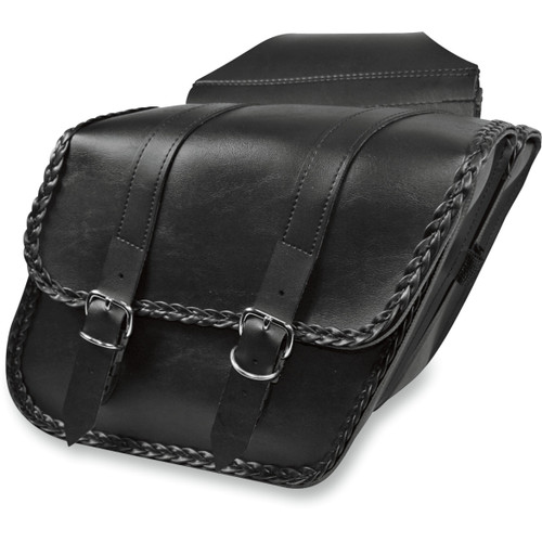 Willie & MAX Luggage #58707-20 - Braided Slant Saddlebag - Black - Compact