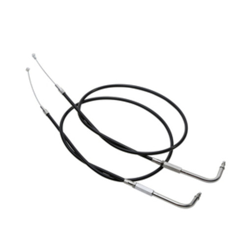 Custom Chrome 90cm Black Vinyl Throttle & Idle Cable Fit For Harley Sportster XL883 1200 98-14
