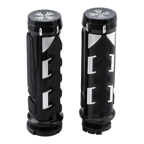 Custom Chrome 1'' Handle Bar Hand Grips Cable Throttle Fit For Harley Sportster XL Dyna