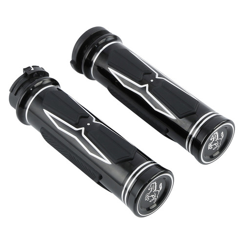 Custom Chrome 1'' Handle Bar Hand Grips Cable Throttle Fit For Harley Softail Sportster Dyna