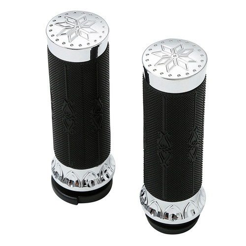Custom Chrome 1'' TBW Handlebar Hand Grips Groove Slot Fit For Harley 2008-Up Cable Throttle