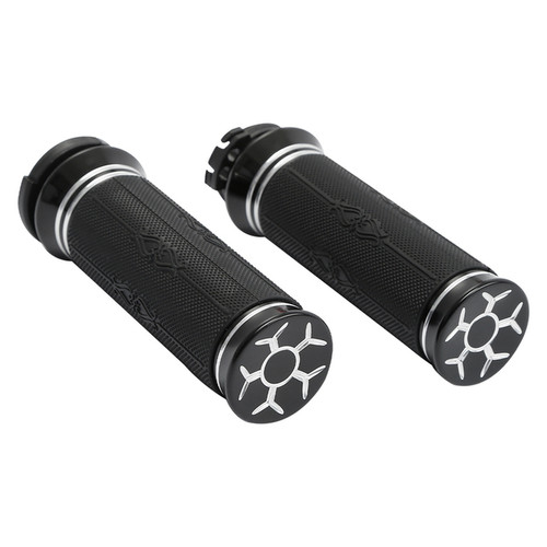 Custom Chrome 1'' Handlebar Hand Grips Fit For Harley Softail Sportster Cable Throttle 1973-Up