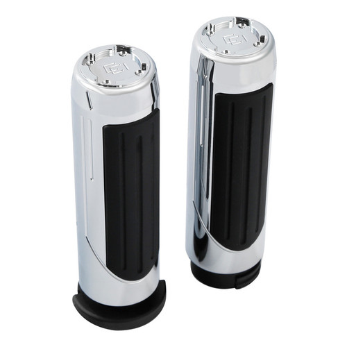 Custom Chrome Chrome 1'' Handlebar Hand Grips Fit For Harley Softail XL Cable Throttle 1973-Up