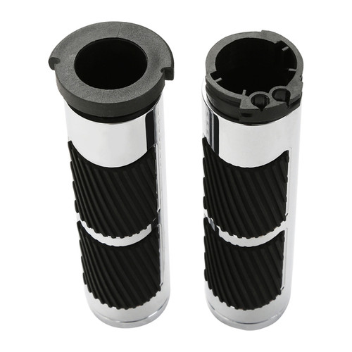 CHROME 1" SCALLOPED GRIPS FOR 1973-UP CABLE STYLE