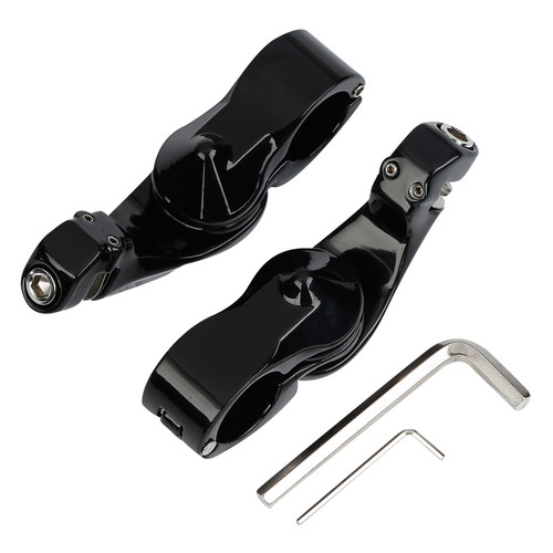 GLOSS BLACK CLAMP-ON HIGHWAY PEGS MOUNT FITS 1-1/4" HIGHWAYB