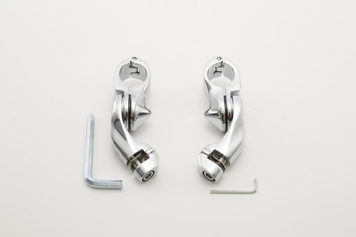 Santee 1-1/4" Short Angled Adjustable Highway Peg Mount Kit Matte Black Chrome Fit For Harley