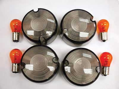 Custom Chrome Smoked Turn Signal Lens Kits Fit For Harley FXST FXR 86-99 FXD 91-00 XL 86-01