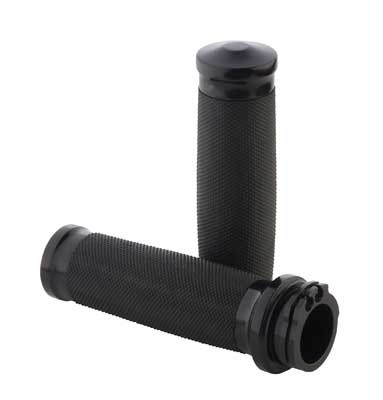 Custom Chrome Tornado Billet & Rubber Handlebar Grips Chrome Black Fit For Harley all models 73-Up