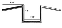 Jammer 1" Handlebar 8" Rise 60's Dimpled Wide Style Z-Bar Chrome Fit For Harley 1"Clamp