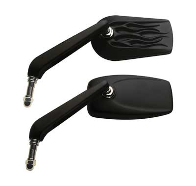 Inferno Black Rear View Side Flame Mirrors Fit For Harley Touring Sportster Softail Dyna