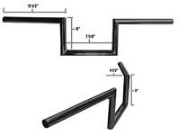 Jammer 1" Wide Z-Bar 6" Rise 60's Handlebar Gloss Black With Dimpled Fits For Harley 1" Clamp