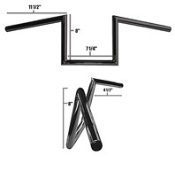 Jmamer 1" Handlebar 8" Rise 60's Dimpled Wide Style Z-Bar Gloss Black Fit For Harley 1" Clamp