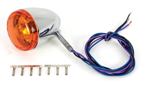 CHROME DEUCE STYLE AMBER LENS TURN SIGNALS DUAL FILAMENT