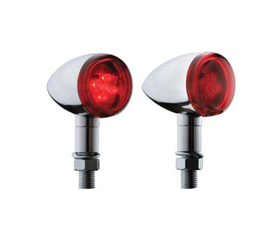 Custom Chrome Chrome Turn Signals LED Tail Mini Bullet Marker Red Lens 12V Pair Fit For Harley