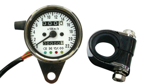 Custom Chrome Motor 2.4" Mechanical Mini Speedometer 2240:60 KM/H W/ Indicator LED+Trip Meter