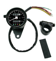 Custom Chrome Black 2.4"Mechanical Mini Speedometer 2240:60 KM/H W/ Indicator LED+Trip Meter