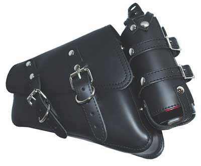 La Rosa Design Black Leather Left Saddlebag Swing Arm Solo Side Bag Fits For Harley XL 2004-Up