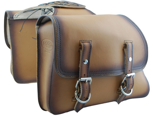 ANTIQUE TAN LEATHER THROW OVER SADDLEBAGS