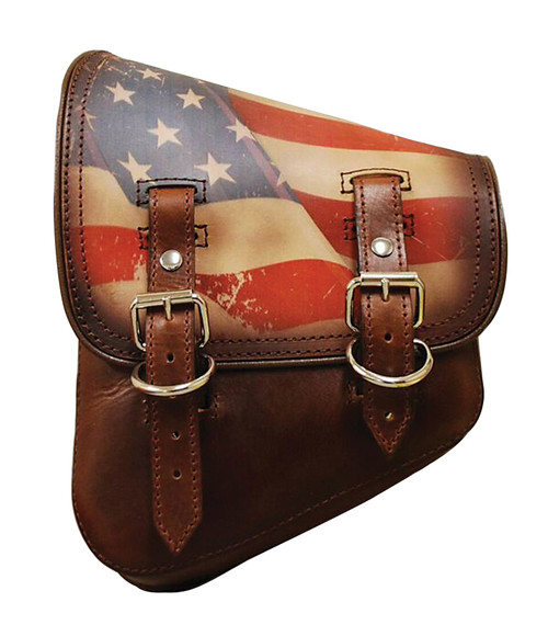 ANTIQUE BRN.USA FLAG LEFT SADDLEBAGS