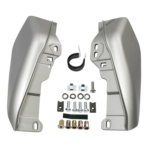HR3 Silver Fortune / Black Tempest Mid Frame Air Heat Deflectors For Harley Touring and Trike Models 09-24
