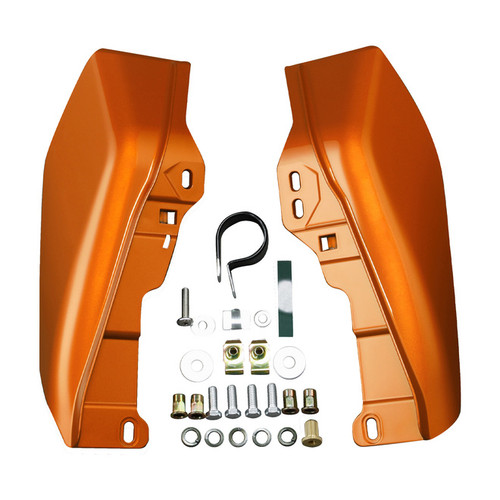 HR3 Scorched Orange / Black Denim Mid-Frame Air Deflectors For Harley Touring and Trike Models 09-24