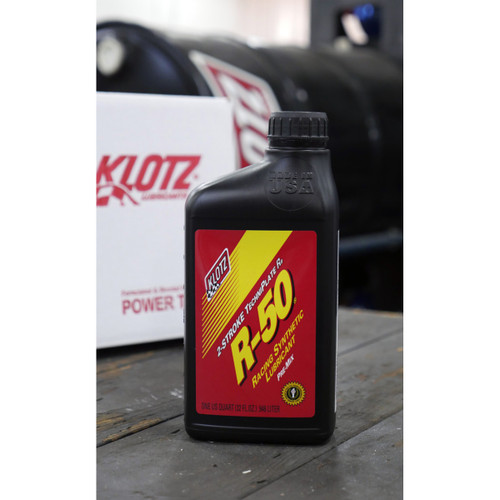 Klotz OIL #KL104 - R-50 Racing TechniPlate® Synthetic 2-Stroke Premix Oil - 1 U.S. quart
