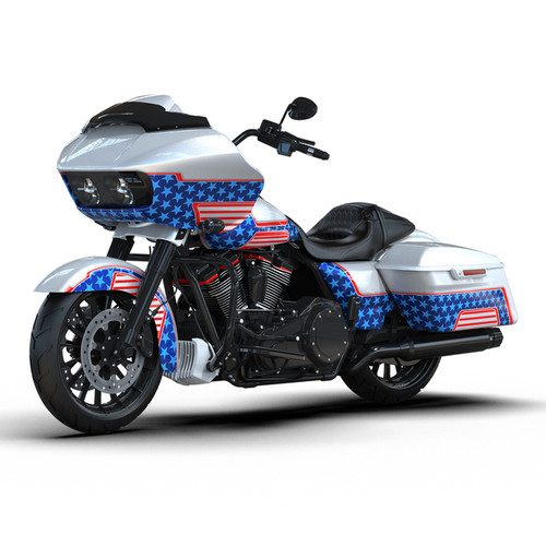PATRIOTIC RED WHITE AND BLUE CUSTOM BODYKIT ROAD GLIDE 15-UP