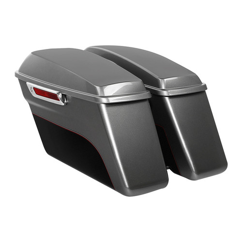 BILLET SILVER/VIVID BLACK W/ BURGUNDY LINE HARD SADDLEBAGS