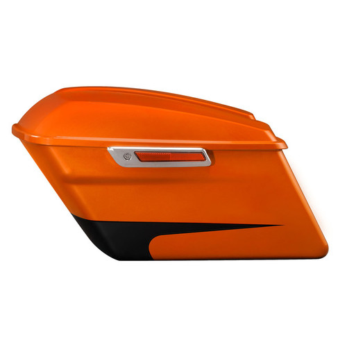 HR3 Scorched Orange / Black Denim Hard Saddlebags (Regular) For 14-23 Harley Touring
