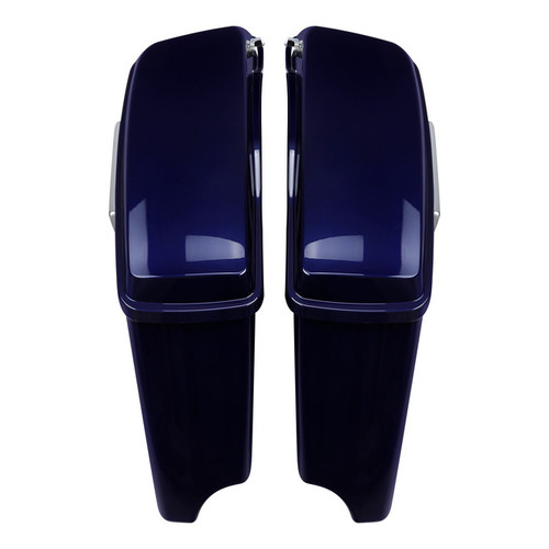 HR3 Zephyr Blue / Black Sunglo CVO Stretched Saddlebags For 14-23 Harley Touring