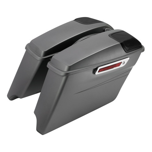 HR3 Charcoal Denim CVO Stretched Saddlebags with Speaker Lids For 14-23 Harley Touring