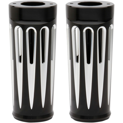 Arlen Ness #20-029 - Fork Boot Covers - +2" - Black Anodized - Deep Cut - FL