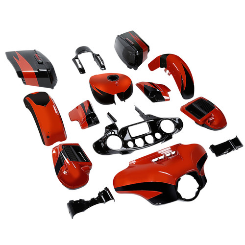 HR3 Sunburst Orange / Starfire Black Complete Body Fairing Kit For Harley CVO Street Glide FLHXSE 14-23