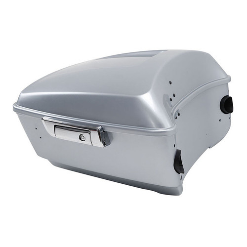 HR3 Barracuda Silver King Size Touring Trunk Luggage with Speaker Cut Outs For 14-24 Harley Touring