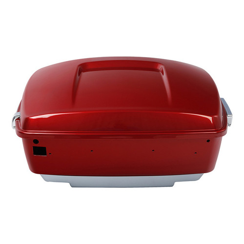 HR3 Wicked Red / Barracuda Silver King Size Touring Trunk Luggage with Speaker Cut Outs For 14-24 Harley Touring