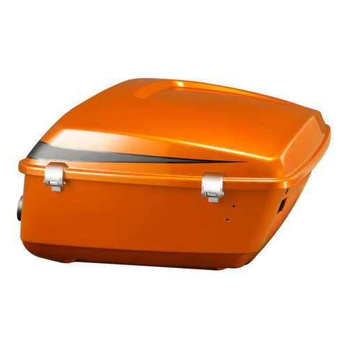 HR3 Scorched Orange / Black Denim King Size Touring Trunk Luggage with Speaker Cut Outs For 14-24 Harley Touring