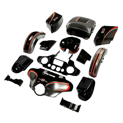 HR3 Black Honeycomb Fade Complete Body Fairing Kit For Harley Ultra Limited FLHTK 14-23