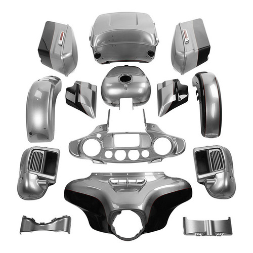HR3 Billet Silver / Vivid Black Complete Body Fairing Kit For Harley Ultra Limited FLHTK 14-23